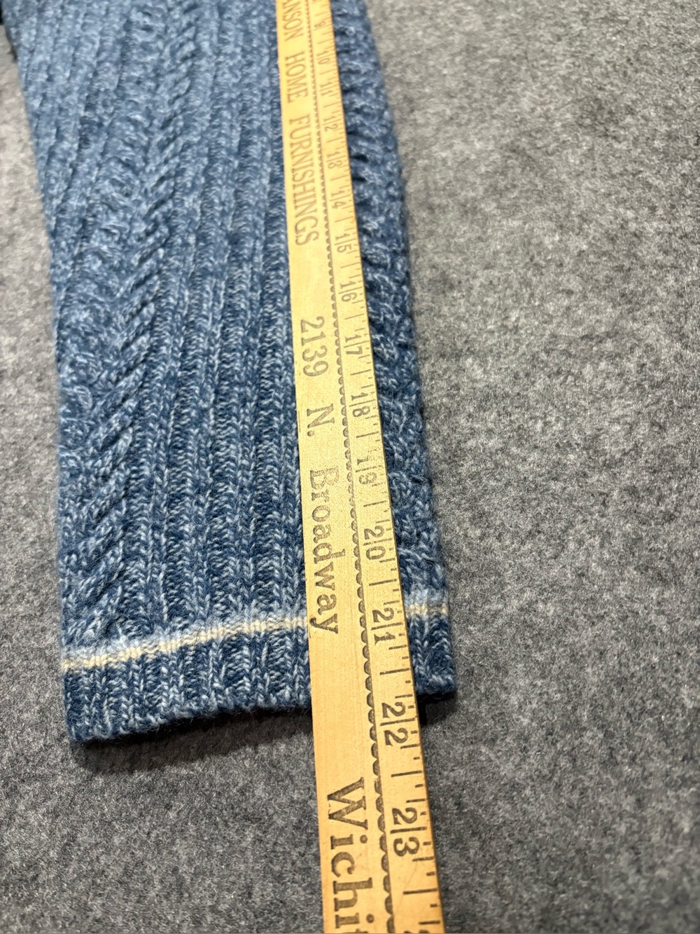 Vintage Pure Shetland Wool Chunky Ribbed Cable Knit Sweater Womens Blue M Preppy - Picture 9 of 10